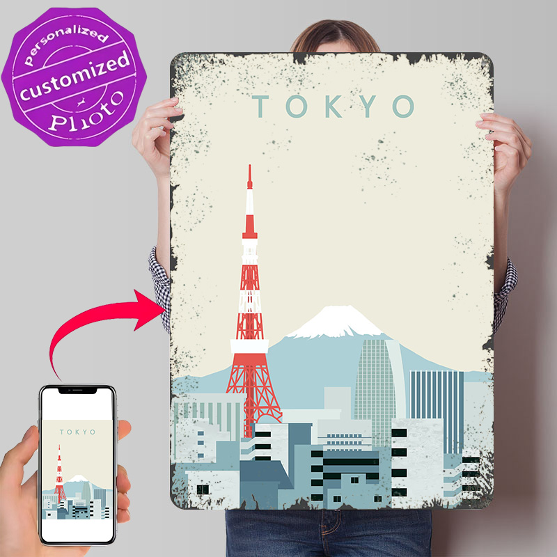 Retro Gaming Gifts For Men - Ретро-постер Токио: 3D-печатные металлические таблички, настенный